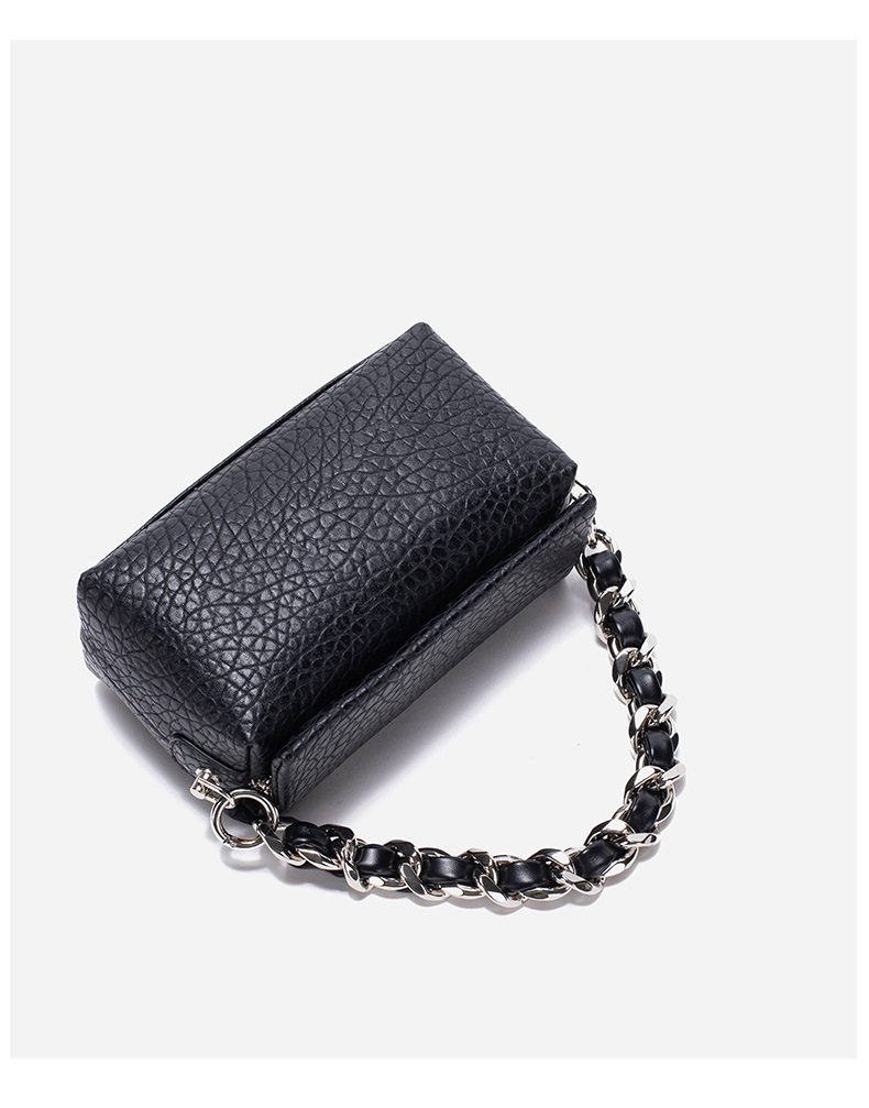 Borsa da donna Borsa a tracolla con catena in tessuto Borsa a scatola alla moda Borsa elegante con motivo litchi Borsa tuttofare_voghion.com