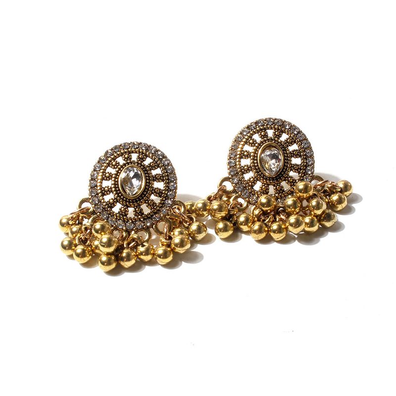 Orecchini unisex in lega con strass rotondi retrò, semplici, in stile indiano, per donna_voghion.com