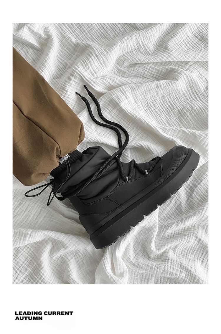 Bottes de neige pour homme ShoeGlobe au design unique, bottes Martin en coton épais et chaud doublé polaire, idéales pour la randonnée hivernale et les activités de plein air._voghion.com