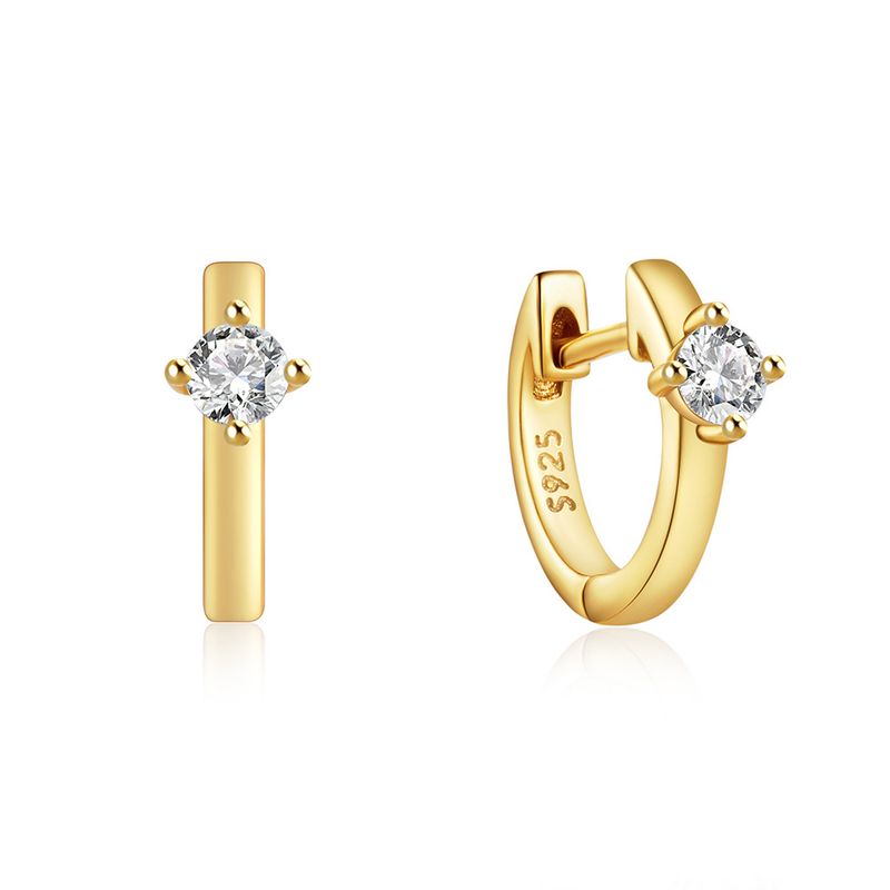 Women's Jewelry Simple S925 Sterling Silver Classic Light Luxury Personality Double Row Diamond Earrings Huggie Earring_voghion.com