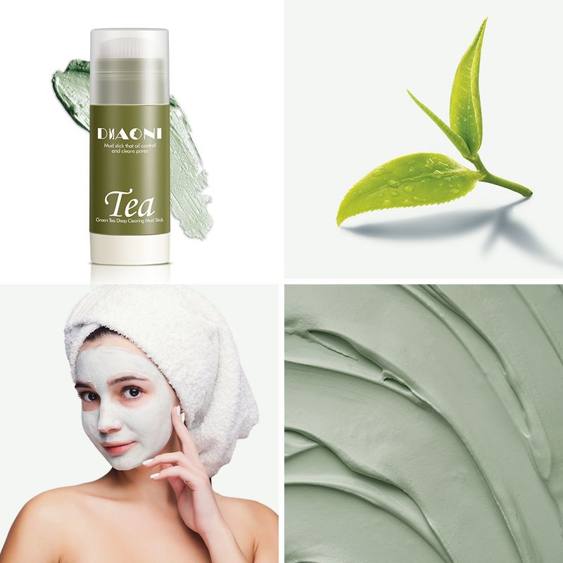 Treatments & Masks New Product DIAONI Green Tea Mud Solid Mask Stick Oil Control Deep Cleansing Pores Blackhead Smearable Mask_voghion.com