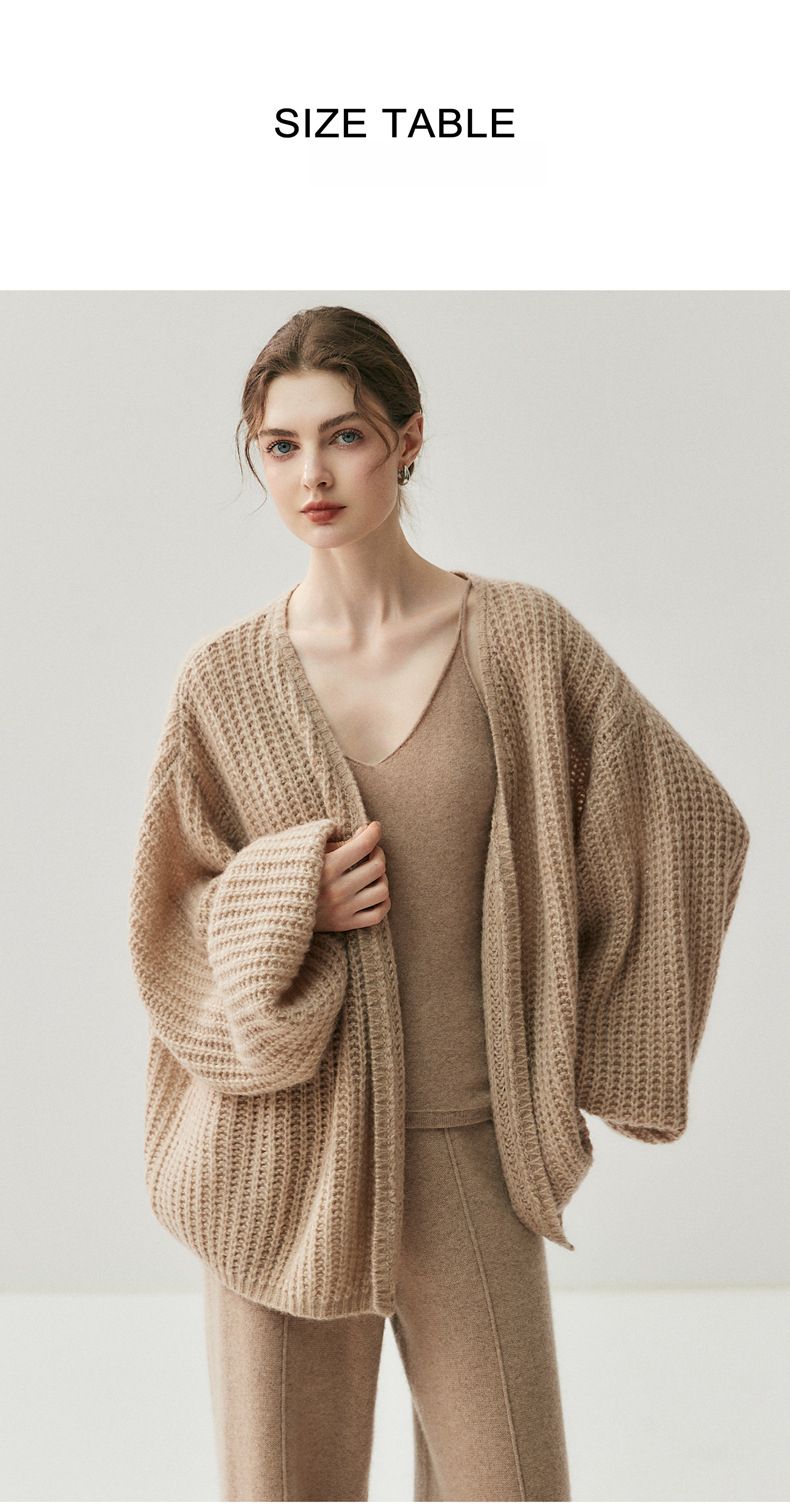 Strickjacke aus 75 % Kaschmir und 25 % Maulbeerseide für Damen, weich und hautfreundlich, lockere Passform, schlankmachend, Übergröße, faul_voghion.com