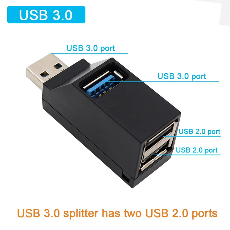 3.0 HUB Adapter Extender Spl Box 3 Ports For PC Laptop Book Phone High Speed Data Transfer USB_voghion.com