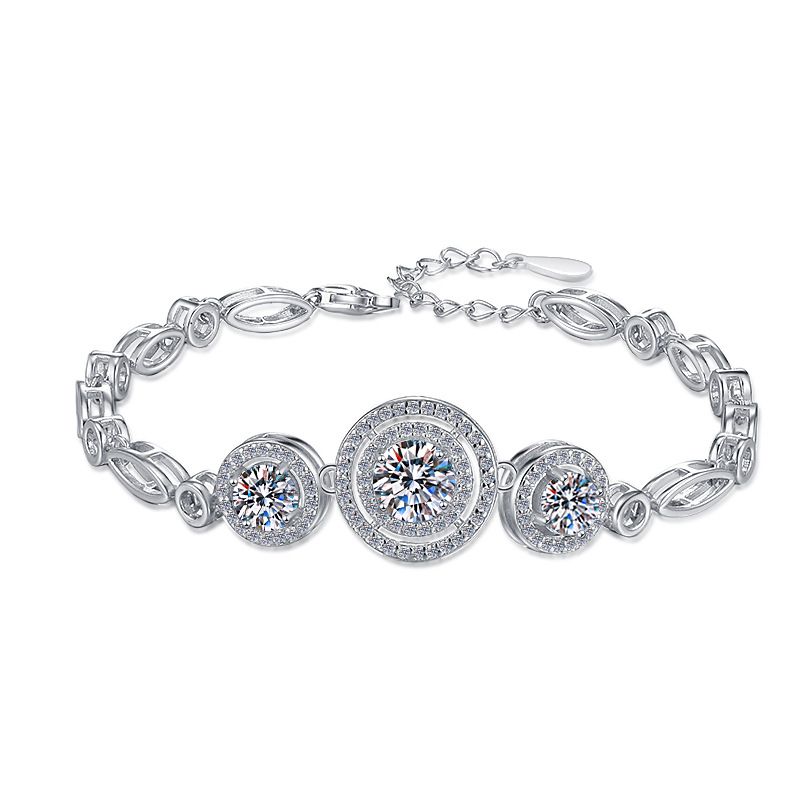 Set di gioielli in moissanite con borsa rotonda geometrica stile S, bracciale, orecchini, collana e anello in argento sterling_voghion.com