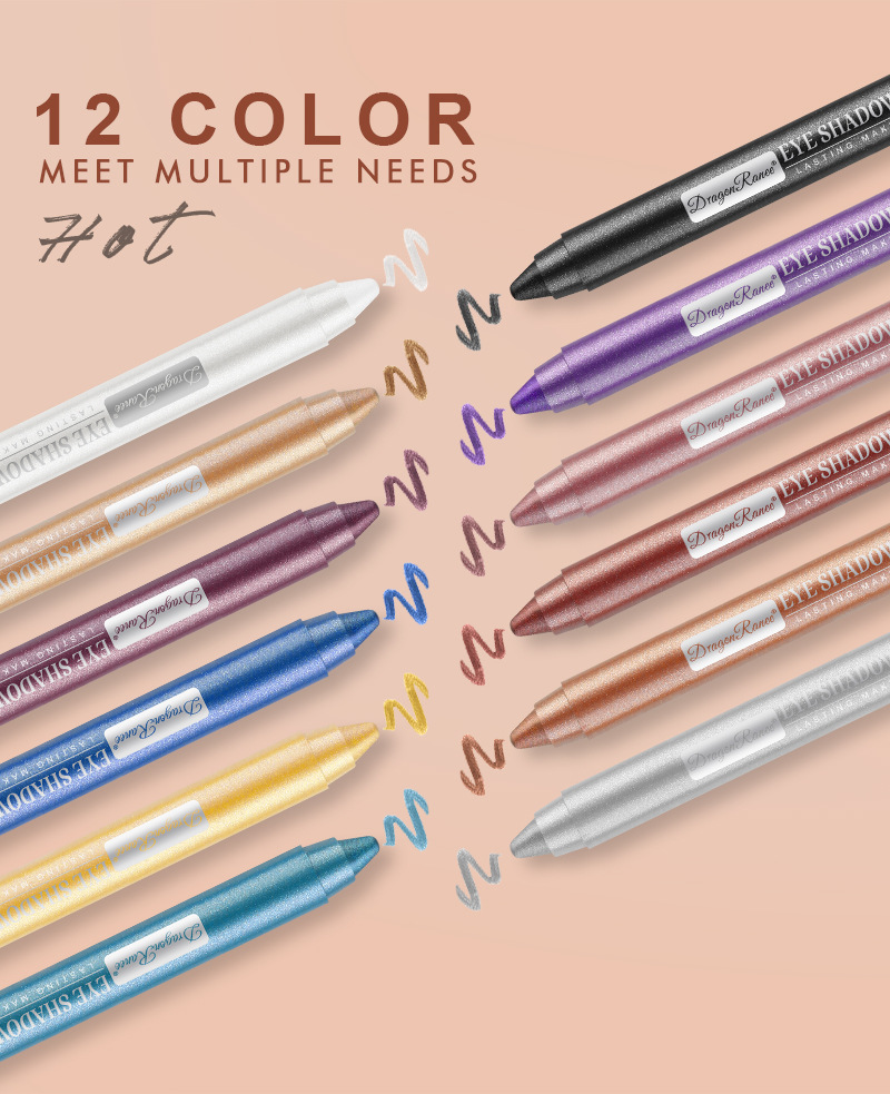 12-Piece Eyeshadow Pencil Set With Pearlescent Finish - Includes Sharpeners, Professional Eyeshadow Makeup Kit_voghion.com