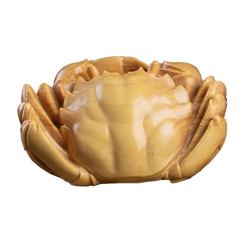 Thuja Wood Carving Handheld Piece For Playing With, Wealth-Attracting Crab, Men's Portable Plaything, Eight Directions_voghion.com