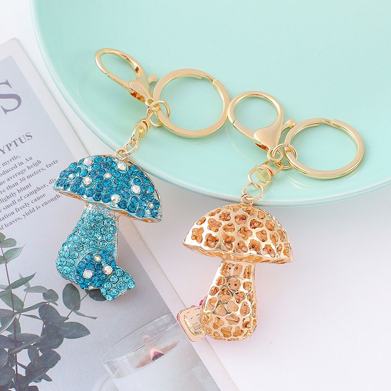 Exquisite High-End Crystal With Inlaid Diamonds Alloy Colorful Small Mushroom Unisex Backpack Pendant Keychain_voghion.com
