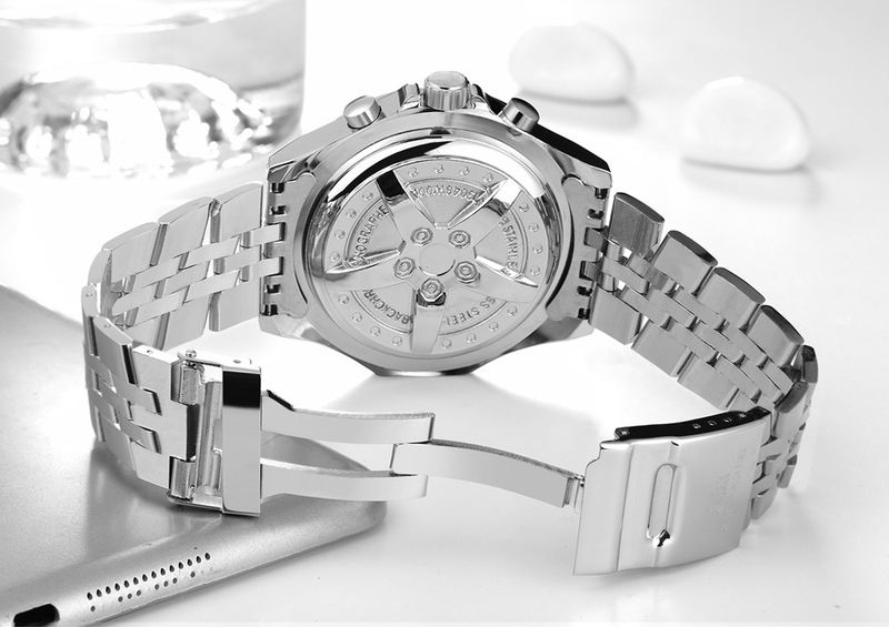 Automatische mechanische multifunktionale leuchtende Herrenuhr Kupfergürtel Leder_voghion.com