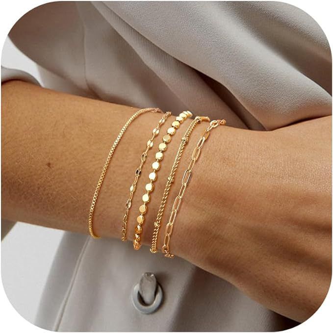 5-teilig Bracelet Set Metall Figaro Kette Damen Bracelet Set modesch an einfach Bracelet_voghion.com