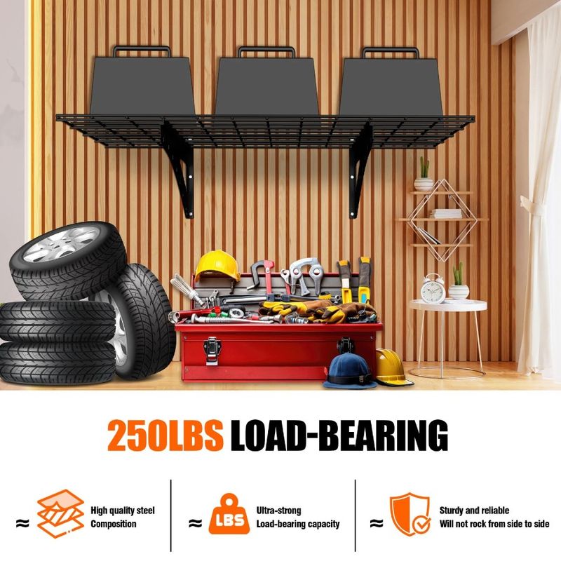 Duty Shelf Wall Garage Shelf Mounted 24*48 For Inch 2Pack Black Heavy Storage Supermarket Wall Shelf Wall_voghion.com