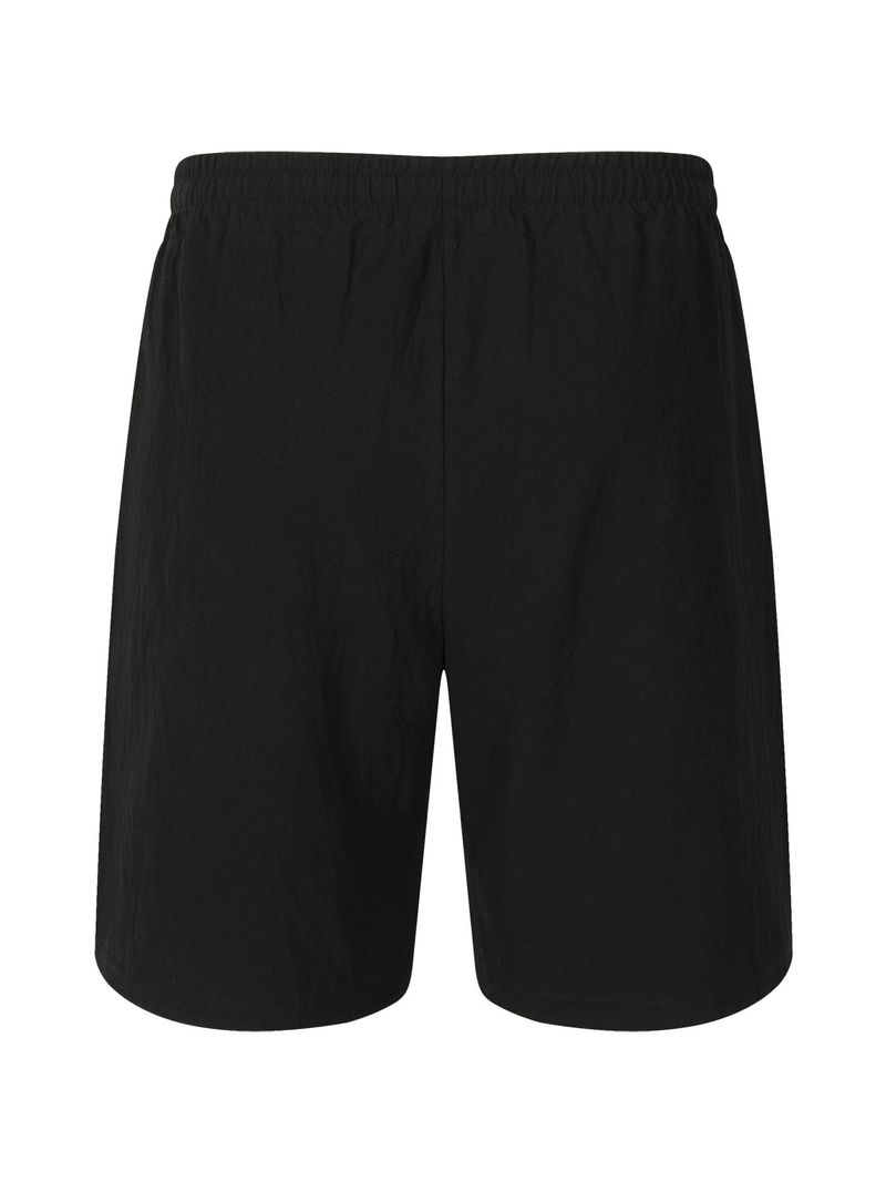 Pantaloncini estivi da uomo in cotone e lino, casual americani, larghi e dritti, con bottoni_voghion.com