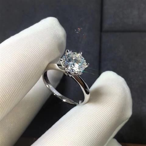 En karat diamantring, rent sølv, Mosang-diamant, internetkendis, moderigtig stablet madring, personlig parring fuld af diamanter_voghion.com