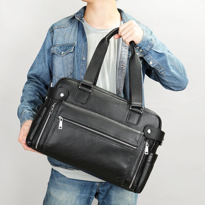 Men's Briefcase Large Computer Handbag Travel Crossbody Genuine Leather Business Trip Commuting Bag_voghion.com