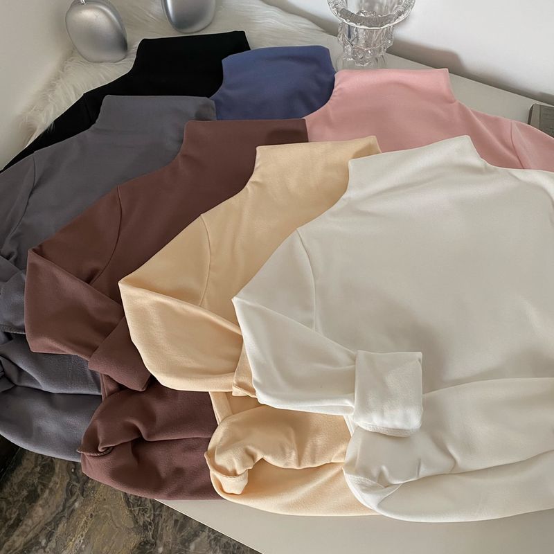 Maglietta termica a maniche lunghe con collo alto – Fodera in pile spazzolato su entrambi i lati per un calore estremo (M-XXL, misto poliestere-spandex)_voghion.com
