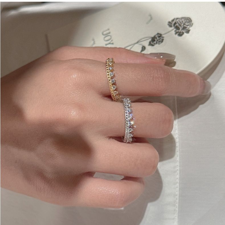 S925 Sterling Silver Row Diamond Ring Medieval Niche Design Simple And Fashionable Vintage Light Luxury Micro Zircon Ring_voghion.com