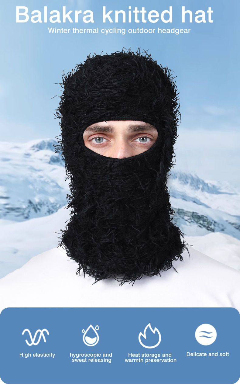 Gestrickte Gesichtsmaske Party Acryl Lustige Garn Balaclava Halloween Warme Kopfbedeckung_voghion.com