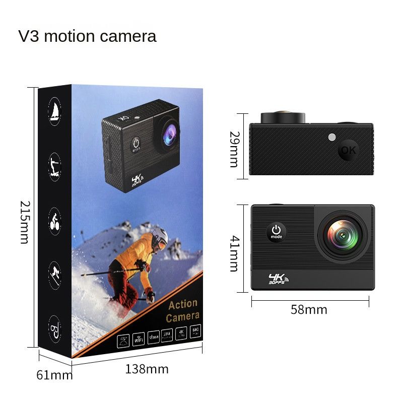 Grenzüberschreitende Sportkamera 4K HD Zweifarbbildschirm Wasserdichte Anti-Shake-Außenkamera WiFi Internet Sport-DV-Kamera_voghion.com