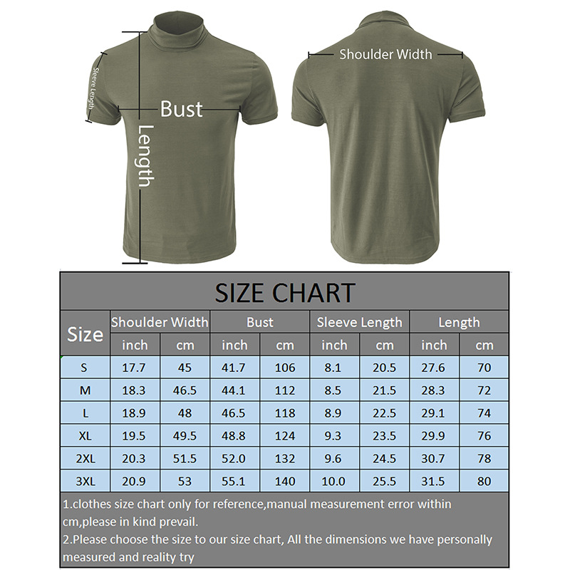 Suitable For All Seasons 2025 Summer High Neck Base Layer Short Sleeve Inner Wear Top Men's T-Shirt_voghion.com