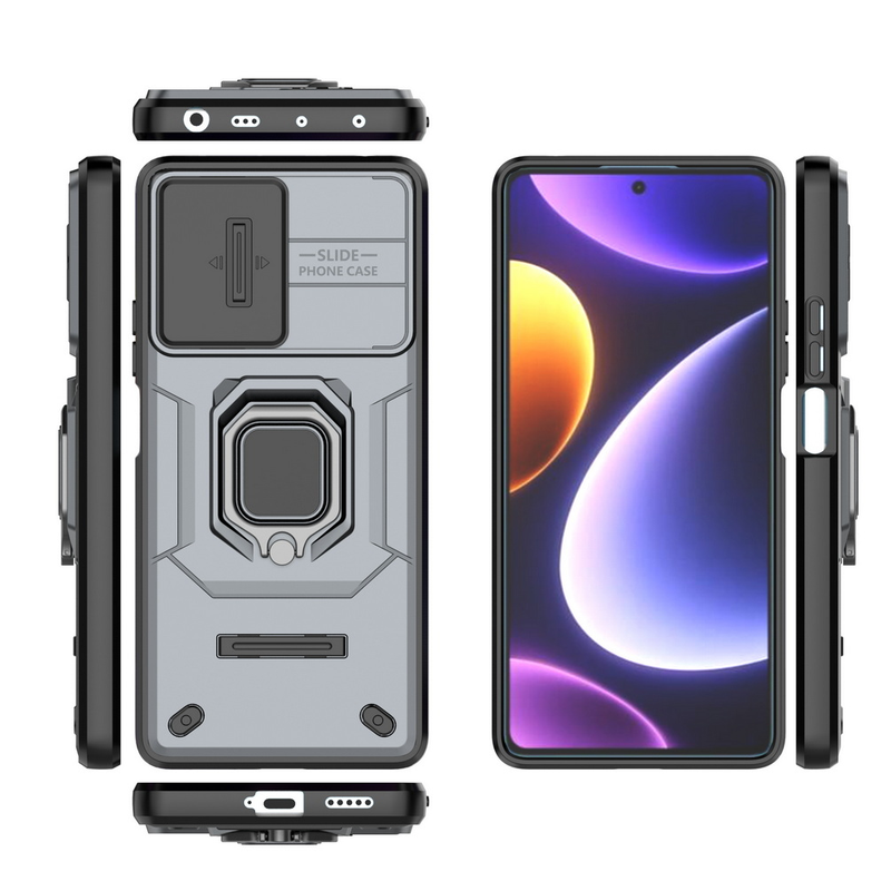 Schiebe-Kameraobjektiv-Schutzhülle für POCO F5 POCO X5, Metallringschnalle, Autohalter-Abdeckung_voghion.com