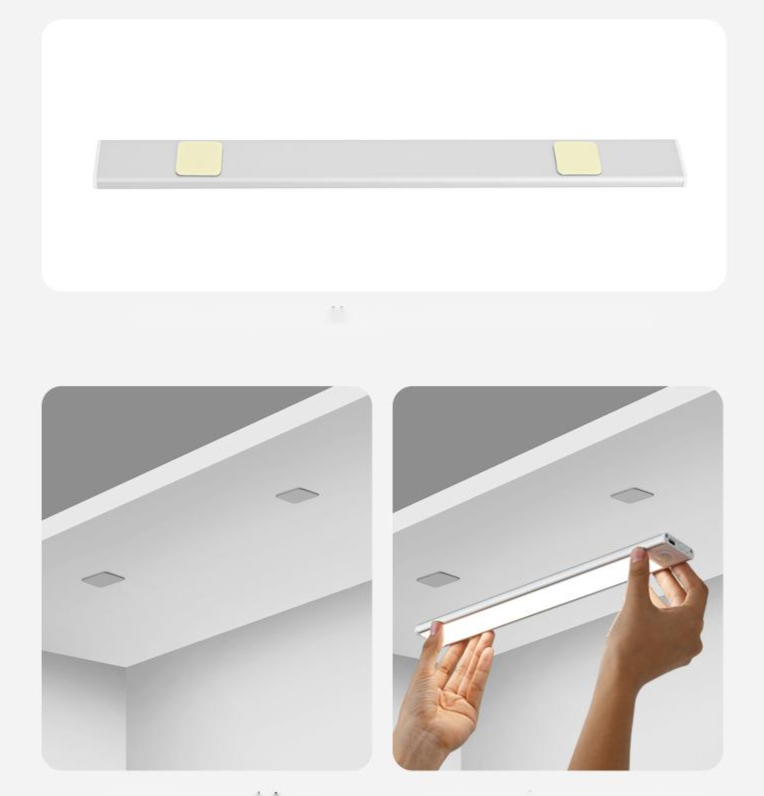 Ultra-Thin Smart LED Motion Sensor Rechargeable Magnetic Self-Adhesive Strip Light For Wine Wardrobe Cabinet_voghion.com