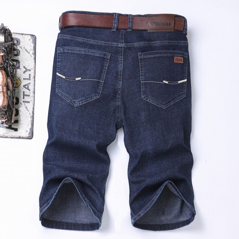 Sommer Klassische Shorts Jeans Herren Denim Hosen Gerade Stretch Casual Cool Dünn Knielang Blau Mode Marke Tägliche Hosen_voghion.com