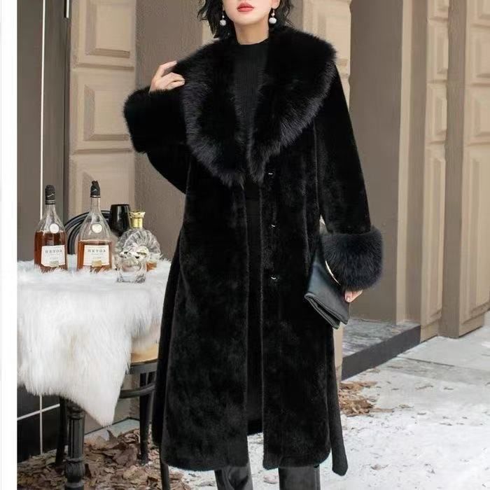 Luxus-Kunstpelzmantel mit Fuchskragen – Mittellange Winterjacke für Damen (M-XL)_voghion.com