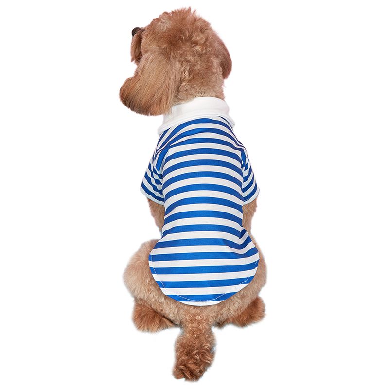 Guangying Sudadera para Perro Cuello De Solapa Elástico Adorable Mascota Perro Gato Jersey A Rayas Azul Marino Top Suministros para Mascotas_voghion.com