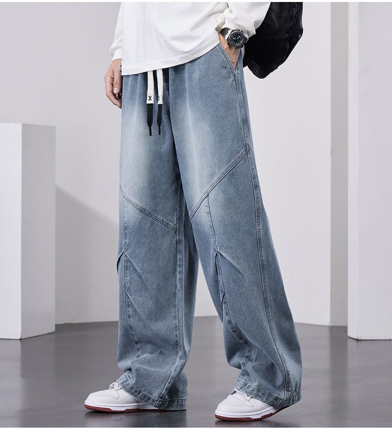 Men's Clothing Plus size Handsome Jeans For Men In Spring And Autumn Wide Cut Pants For Fat Men Plus Size Loose Overalls Student Casual Pants_voghion.com