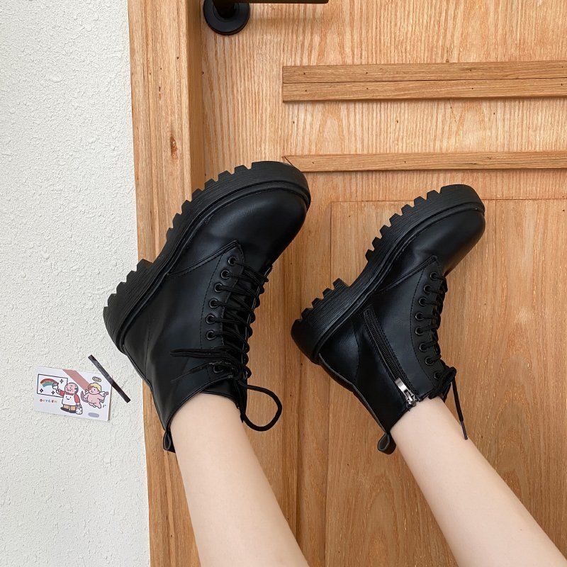 Slim Shoes Internet Celebrity INS Trend Martin For Women Spring And Autumn New Versatile Black Single Thin British Style_voghion.com