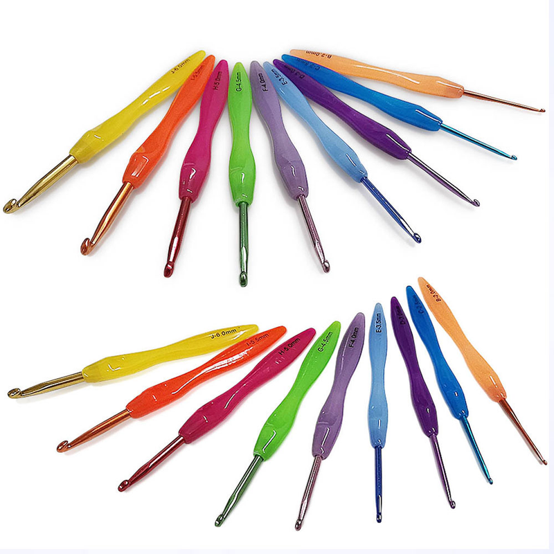 Ago per maglione per uncinetto. Ago per uncinetto in ossido di alluminio con manico in plastica arcobaleno ABS_voghion.com