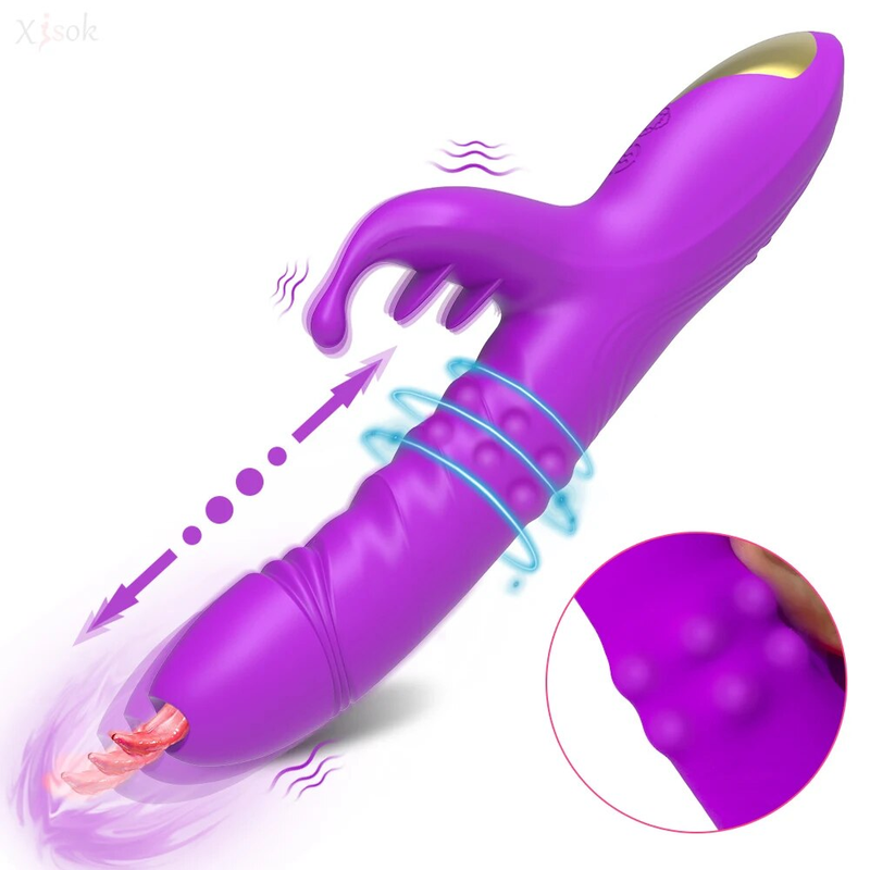 per Vibratore a Spinta per Donne con Stimolatore del Clitoride Leccabile Dildo Telescopico Rotante Potente G_voghion.com