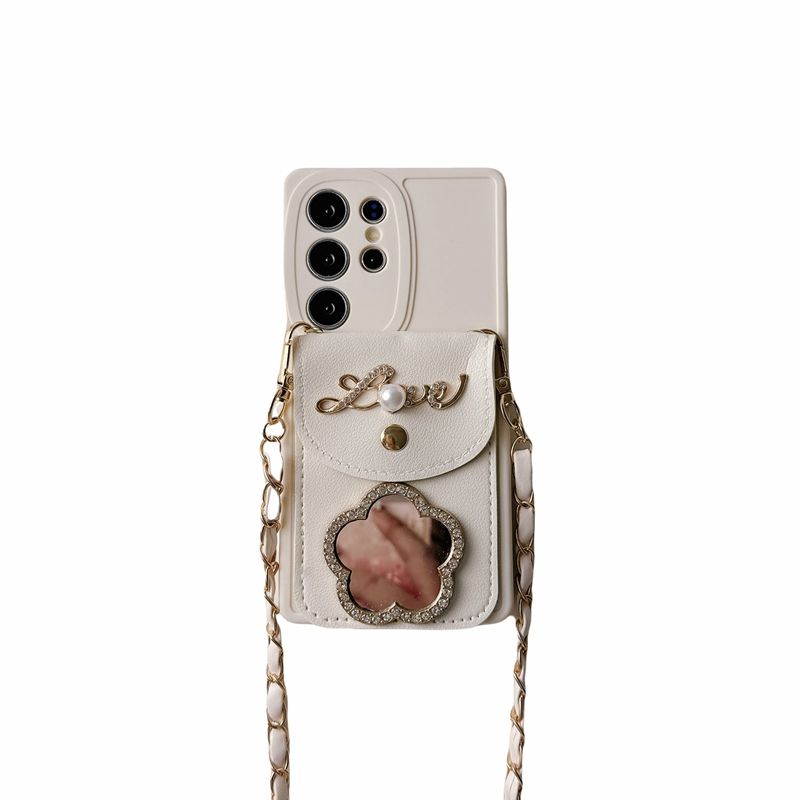 Custodia per telefono con specchio glitterato e cordino con cinturino per Samsung Galaxy A06 A16 A26 A36 A56 A55 A35 A25 A15 A05 A05S Cover morbida_voghion.com