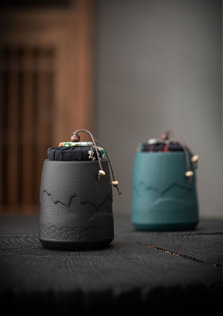 Ceramic Sealed Tea Caddy Storage Tank Portable Home Container Organizer for Tea Coffee Herb Candy Chocolate Sugar Spices_voghion.com