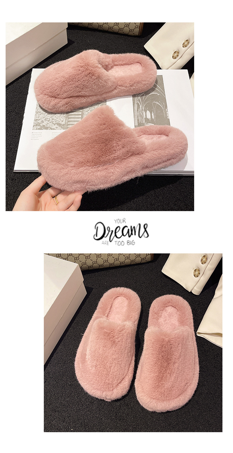 Groot formaat nieuw huis pluche bovenkleding pantoffels dames 2023 nieuwe Koreaanse versie Baotou mode zachte bodem comfortabele bontschoenen_voghion.com