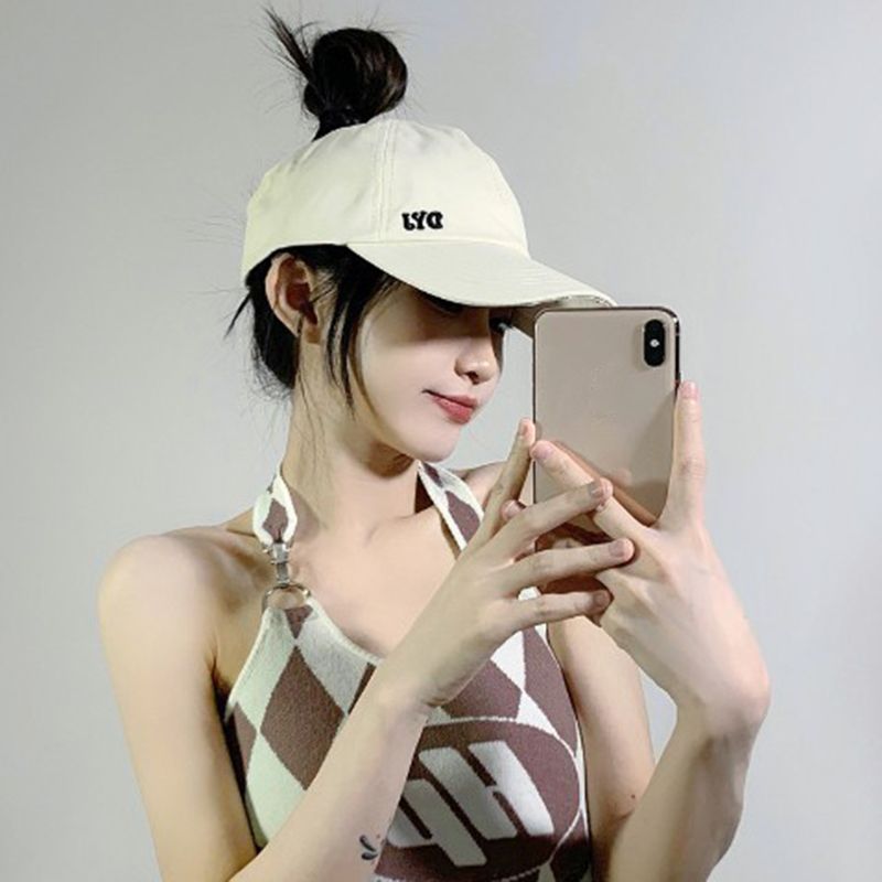 Solid Color High Ponytail Baseball Women's Golf Cap Spring/ Summer Sunhat Visor Running Snapback Hat Homme_voghion.com