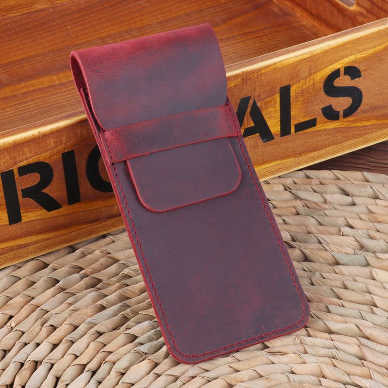 Estuche para lápices de cuero genuino personalizado, retro, hecho a mano, de cuero de Caballo Loco, primera capa de piel de vaca, estuche para bolígrafo, funda protectora creativa en stock_voghion.com