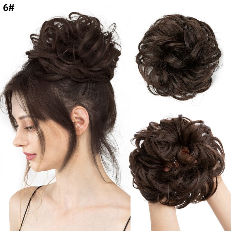 wig female flower bud ball head chemical fiber invisible fluffy natural long beard wig hair ring_voghion.com