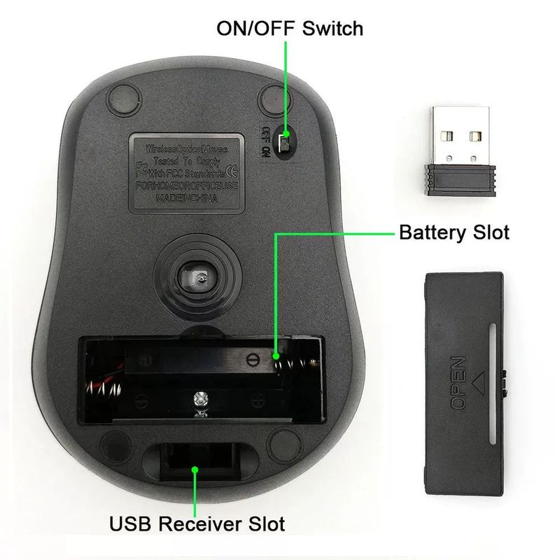 USB Wireless Mouse 2000DPI Adjustable Receiver Optical Compu_voghion.com