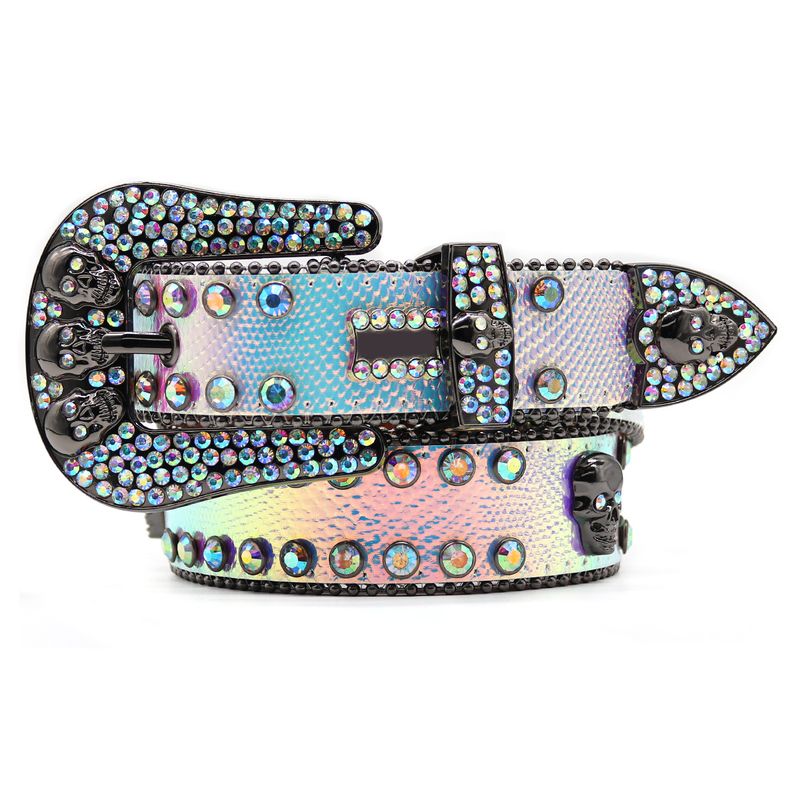 Western Luxury New Skull com cinto de diamante de água incrustado masculino Hip Hop Punk Style Trend_voghion.com