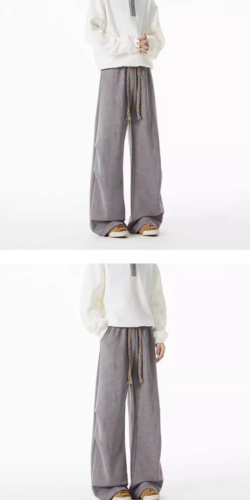 Herren-Streetwear-Cargohose mit zerrissenem Design, lockerer Passform, bequeme Jogginghose für die Freizeit_voghion.com