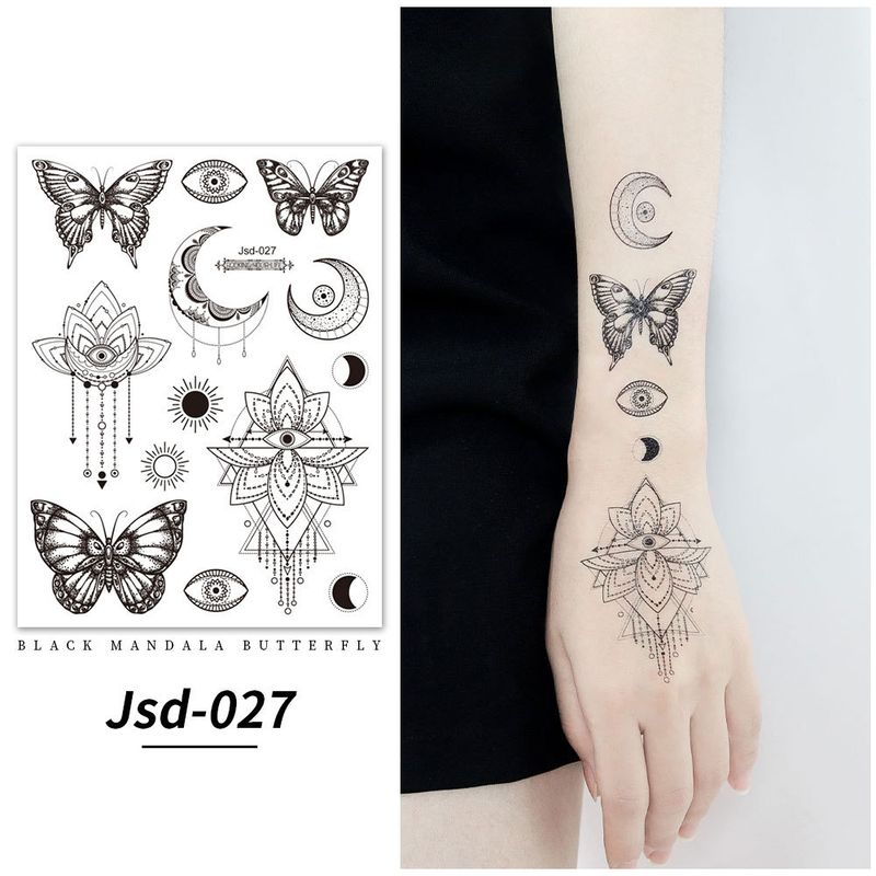 Adesivo a farfalla nera, tatuaggio temporaneo fresco e sexy per donne su petto, clavicola e braccio_voghion.com