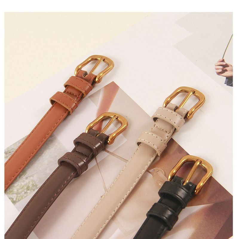 with Gold Buckle Fashionable Wear Women's Belt Niche Design Versatile Thin Style_voghion.com