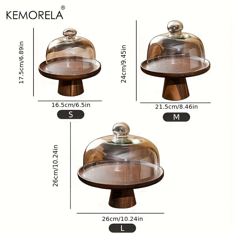 Japanische Kuchenplatte aus Holz, Aufbewahrungsbox für Lebensmittel mit Glasdeckel, für die Küche, Obst, Kuchen, Dessert, Nüsse, Snacks, Aufbewahrungsbox für die Küche_voghion.com