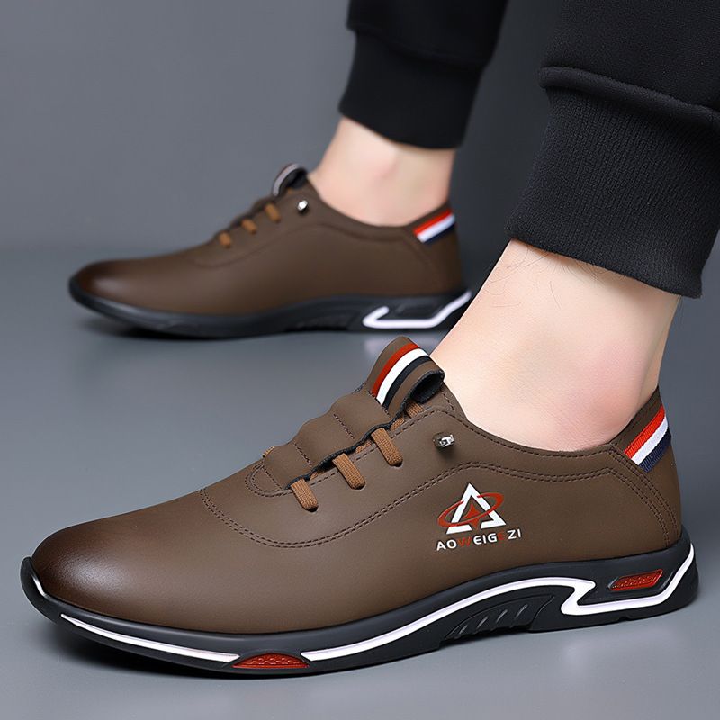 2024 Frühjahr Neue Herren Sport und Casual Business Ledersohle Weiches Gesicht Schwarze Arbeitsschuhe für Väter_voghion.com