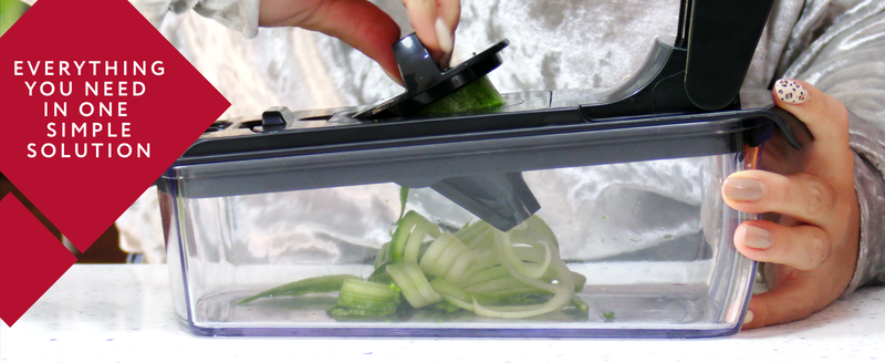 Picadora de verduras - Picadora de alimentos - Picadora de cebollas - Cortadora y espiralizadora de verduras - Picadora de verduras con recipiente - Aparatos de cocina - Artículos básicos para el hogar_voghion.com