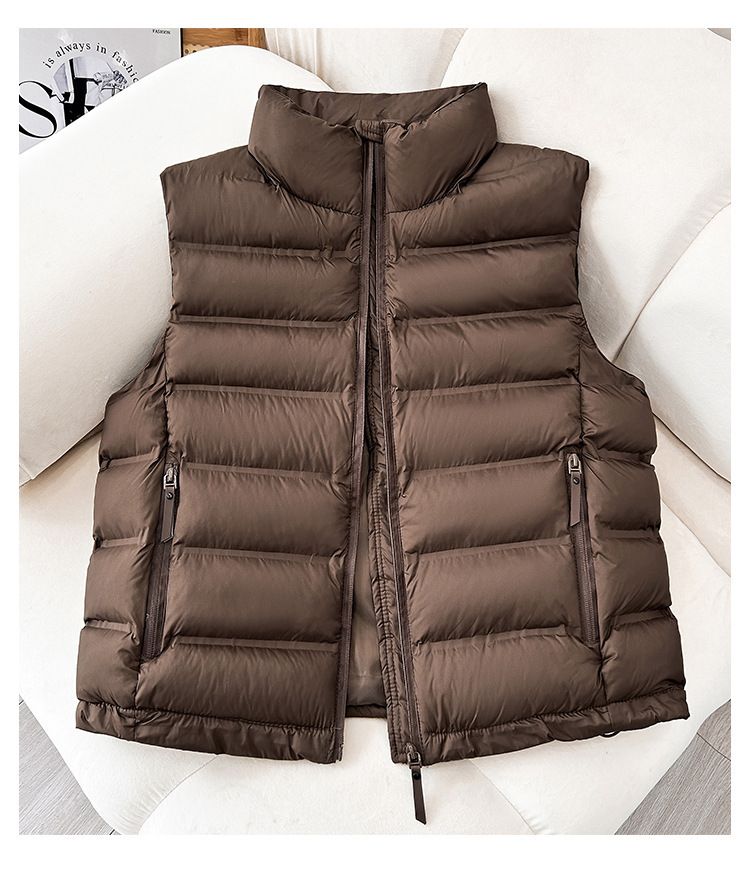 Leichte, gesteppte Pufferweste für Damen mit Stehkragen, lässige, ärmellose Slim-Fit-Jacke für das ganzjährige Layering_voghion.com