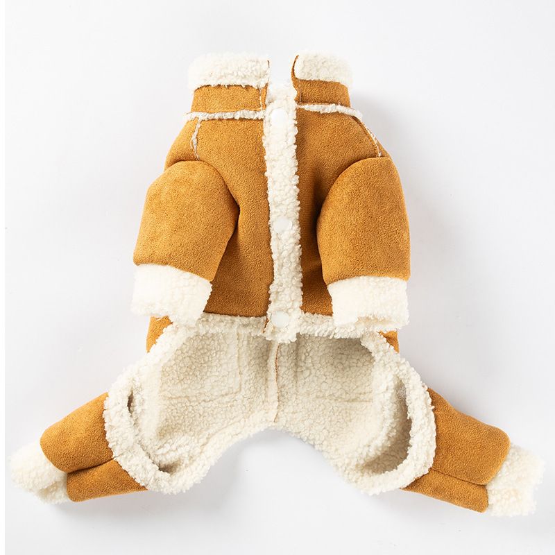 2025 New 10% Off Pet Dog British Style Suede Four-Legged Fleece-Lined Puppy Clothes Leash_voghion.com