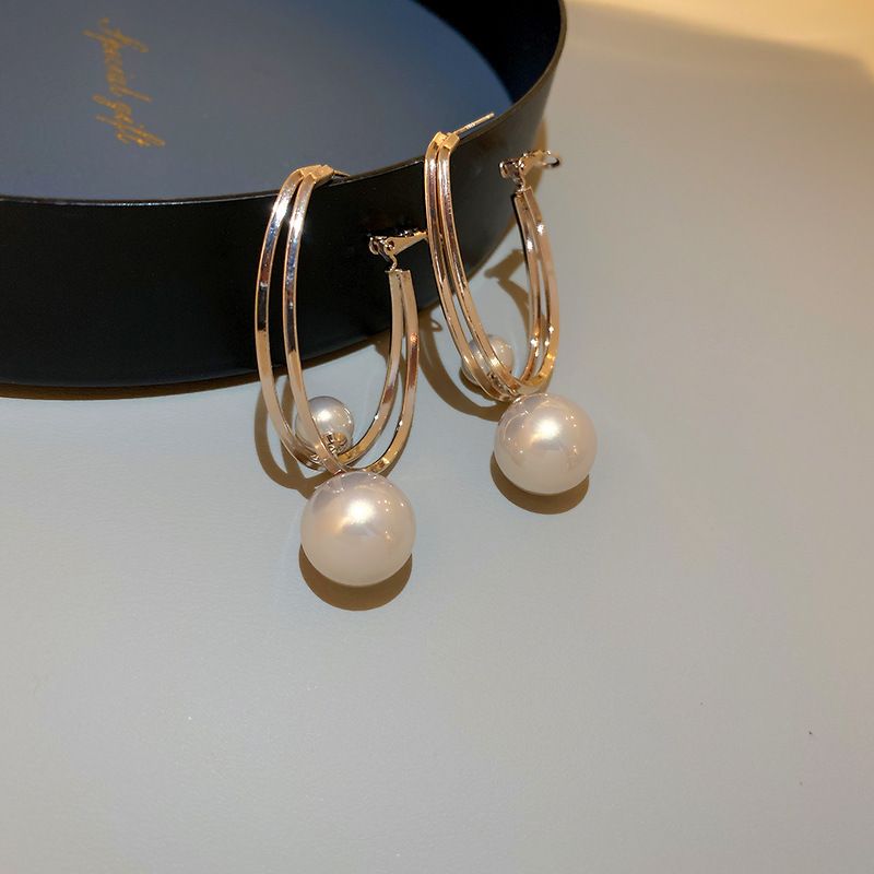 Orecchini a forma di fiore con perle d'acqua dolce, placcati in oro vero, in argento e con ago, alla moda e di alta qualità, luce francese di lusso_voghion.com