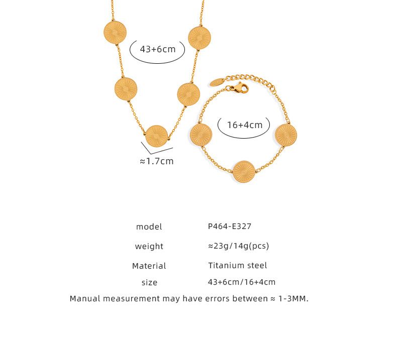 High-end Fashion Versatile Simple Personality Titanium Steel Gold-plated Round Brand Pendant Necklace Bracelet Jewelry_voghion.com