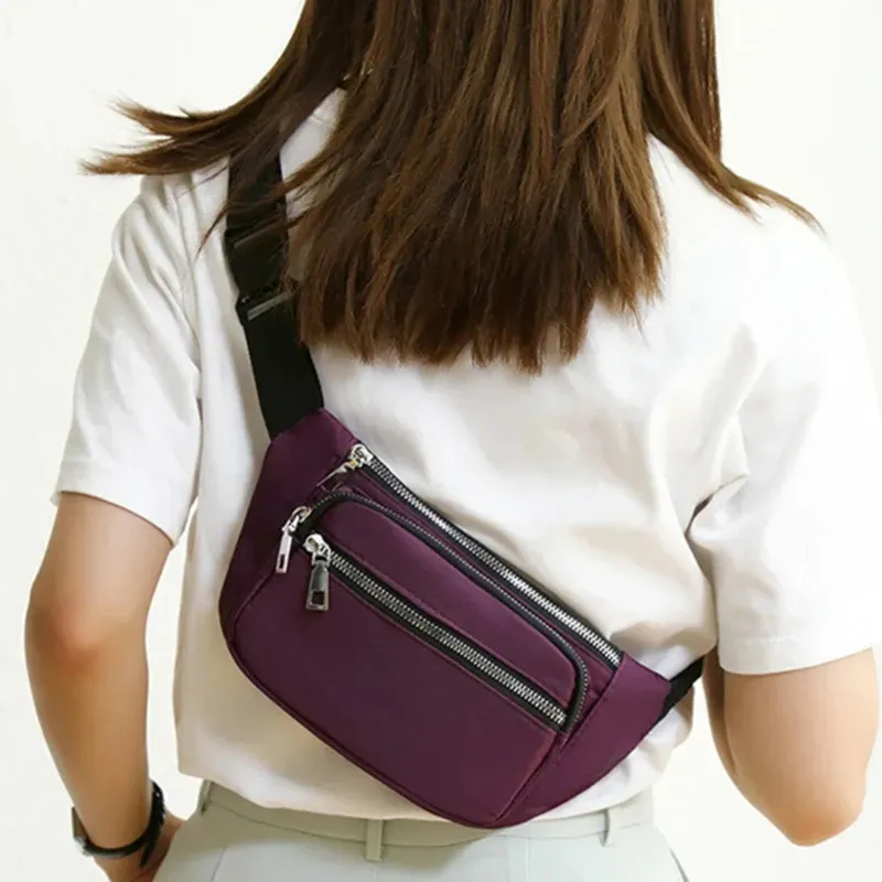 Marsupio in tessuto Oxford 2024 con cerniera, per sport, viaggi, ragazza, tasca per pancia, fianchi, sedere, moda, telefono, marsupio per donna_voghion.com